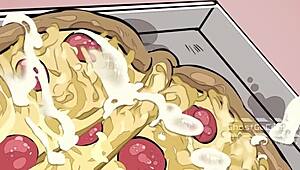 gay friends enjoy pizza together