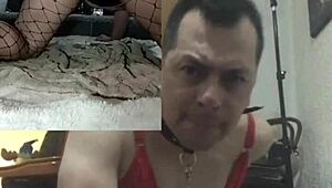 Intensely using two octopus dildos in bdsm lingerie