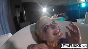 Leya Falcon Uses The Tub Shower Head On Her Ass!