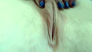 Chipped Fingernail Polish Closeups with Glass Dildo Orgasm in European Scene