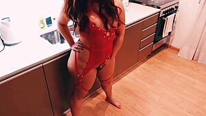 real sex in the kitchen she was in lingerie with monster cock