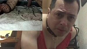 Intensely using two octopus dildos in bdsm lingerie