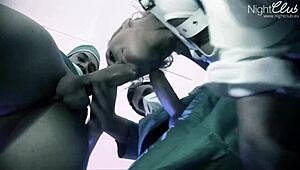 Sluts in a group get their mouths and pussies filled with huge cocks in BDSM fetish action.