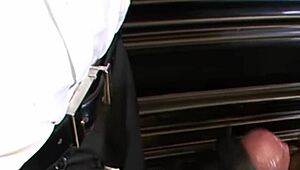 gorgeous brunette shoves huge monster cock into her ass for close-up anal assfucking