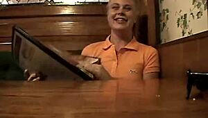 Blonde teen masturbates publicly