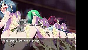 witch in debts takes monster cock blowbang and assfucking in anime game 😈