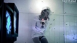 Sluts in a group get their mouths and pussies filled with huge cocks in BDSM fetish action.