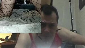 Intensely using two octopus dildos in bdsm lingerie