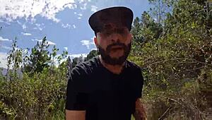 Wow! Outdoor threesome after workout with sloppy friends banging hard!