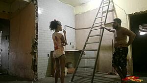 skinny thai teen gives ass for room repair