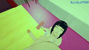 Why are Hinata Uzumaki and Sakura Uchiha having intense sex in this POV hentai scene?