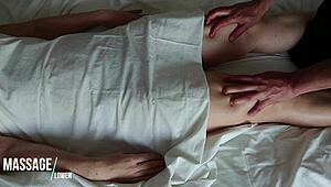 Sensual Massage Groping Legs Preparing For Sex