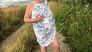 Wife strips naked outdoors, playing wild 😜