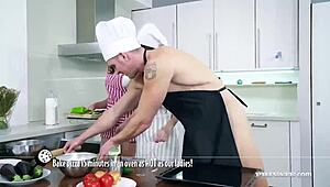 Stacy Snake and Francys Belle share an anal creampie together.