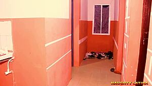 Husband Fucks Co-Wife Hard While Wife Masturbates At Door