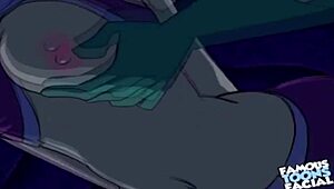 starfire and robin get intimate in doggystyle position with facial finish