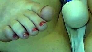 sweaty for step-dad with feet fetish orgasm and vibrator toys