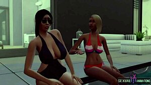 I INVITE straight neighbor to POOL for TASTING plastic COCK