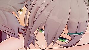 Qingqing in Jing Yuan v anime igri z vročo jebo