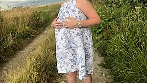 Wife strips naked outdoors, playing wild 😜