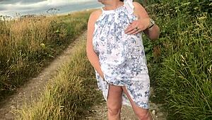 Wife strips naked outdoors, playing wild 😜