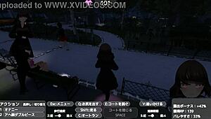 Sereka-san exposes herself discreetly in a naked coat outdoors.