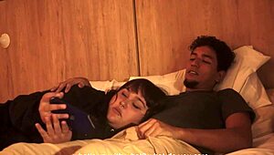 My stepbrother shoves his cock in my mouth while we’re in bed, no mercy!