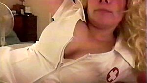busty brunette plays blonde nurse to satisfy desperate patient