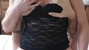 Hot milf in lingerie receives oral pleasure