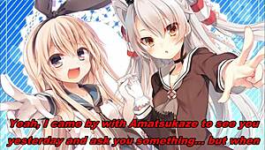 Amatsukaze and Shimakaze give dual jerk off instructions in anime hentai.