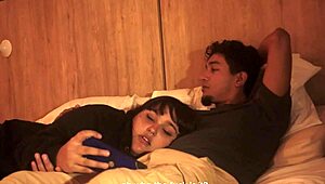 My stepbrother shoves his cock in my mouth while we’re in bed, no mercy!