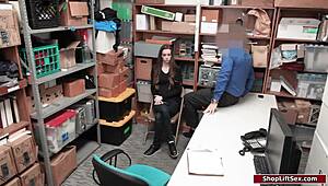 Skinny babe fucked by security officer