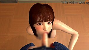 My relative's older sister gives a blowjob in the classroom after school.