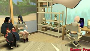 Itachi romances Hinata then fucks her ass hard, filling her with cum! 😈