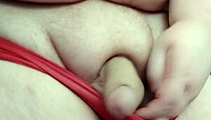 Chubby Shemale Plays Closeup With Big Tits