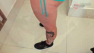 athletic brazilian cristina almeida flashes her cameltoe in tight shorts during workout at gym in fortaleza ce, filmed by her cuckold husband