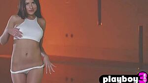 amazing brunette milf niemira rips clothes to show curvy body