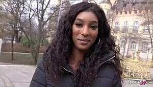 German Scout - Brown Ebony Bombshell Screwed to Eye-Rolling Orgasm at Pickup!