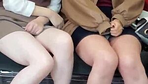 Look at these Japanese cuties flashing skirts on the train