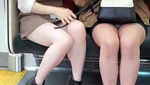 Look at these Japanese cuties flashing skirts on the train