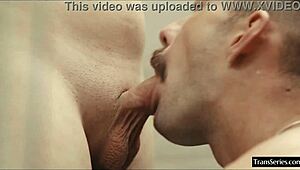 Wow, super sexy shemale Ivory Mayhem with a big cock gets drilled hard!