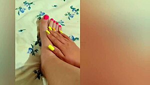 Young 18+ Shaved Legs Footjob Orgasm