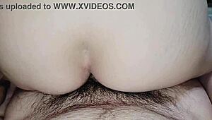 Quick anal session with a hairy milf in bdsm cowgirl, feeling the wet tits and orgasmic rush 😈