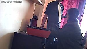 Office blowjob turns into outdoor creampie with boss