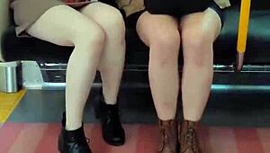 Look at these Japanese cuties flashing skirts on the train