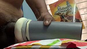 Gay man fucks cock in ass with hardcore penetration during intense session