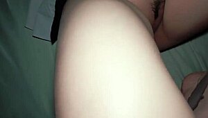 Asian student with big tits and tight hairless pussy bent over for juicy action at famous university.