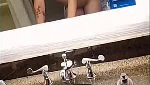 Petite freshman gets monster cock in hotel bathroom tryst