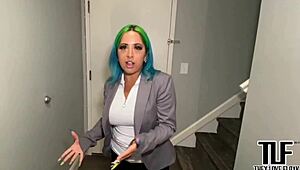 The hotel manager, Spanish Barbie, seduces and fucks a big black cock in her room