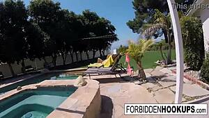 Delivery driver hooks up with his step sister, leading to hardcore fucking, facial cumshot, and taboo teen 18+ action.